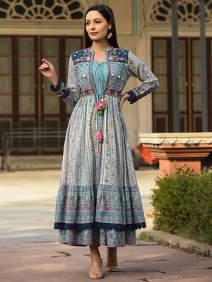 Juniper Women Fit and Flare Multicolor Midi/Calf Length Dress