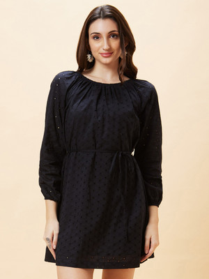 Globus Women A-line Black Above Knee/Mid Thigh Length Dress