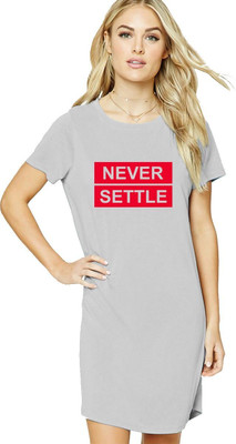 HouseOfCommon Women T Shirt Grey Above Knee/Mid Thigh Length Dress