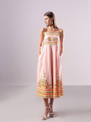 VERO MODA Women Fit and Flare Multicolor Maxi/Full Length Dress