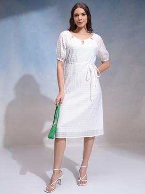 Tokyo Talkies Women A-line White Midi/Calf Length Dress