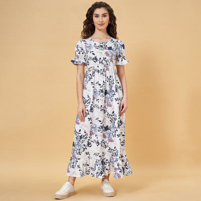YU by Pantaloons Women A-line Multicolor Maxi/Full Length Dress