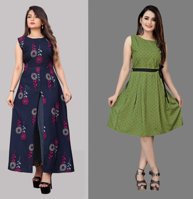 maruti fab Women A-line Blue Knee Length Dress
