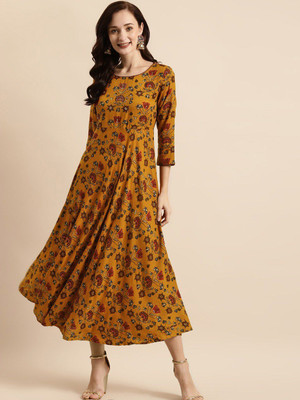 all about you Women Maxi Yellow Full Length Dress