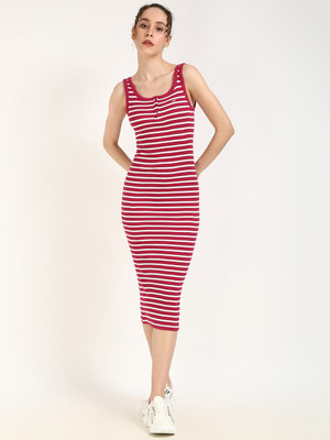 TOMMY HILFIGER Women Bodycon Red Above Knee/Mid Thigh Length Dress
