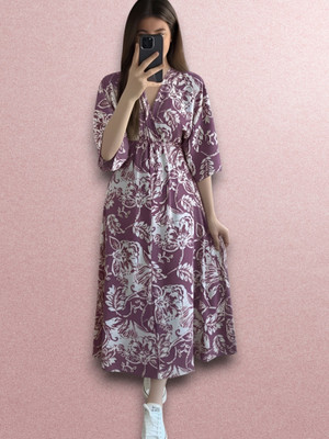 fashionstreet Women Gown Purple Knee Length Dress