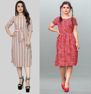 maruti fab Women Fit and Flare Pink Dress