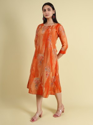 Granth FASHION Women Fit and Flare Orange Dress