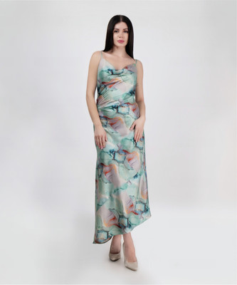 driro Women Cinched Waist Green Maxi/Full Length Dress