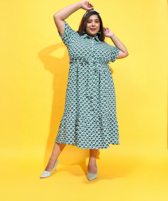 OXOLLOXO Women Fit and Flare Multicolor Midi/Calf Length Dress