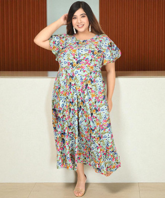 Oomph! Women A-line Multicolor Below Knee Dress