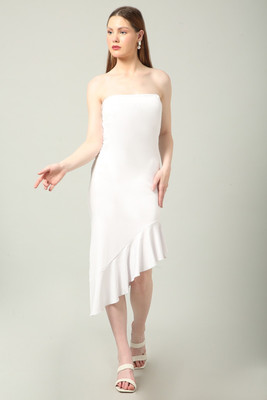 TIVANTE Women Bodycon White Midi/Calf Length Dress