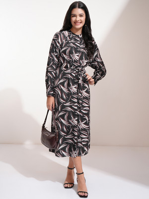 Tokyo Talkies Women Fit and Flare Black Midi/Calf Length Dress