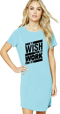 HouseOfCommon Women T Shirt Dark Blue Above Knee/Mid Thigh Length Dress