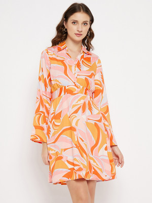MADAME Women Fit and Flare Multicolor Above Knee/Mid Thigh Length Dress