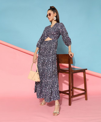 STREET9 Women A-line Multicolor Maxi/Full Length Dress