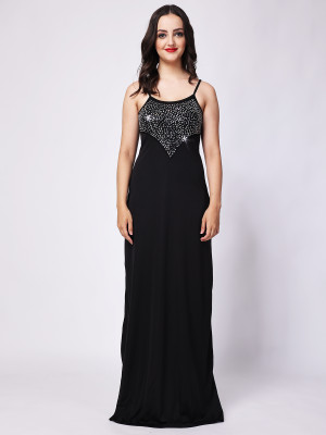 EastBay Women A-line Black Maxi/Full Length Dress
