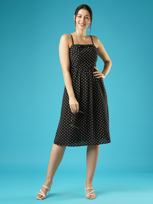 Globus Women A-line Black Midi/Calf Length Dress