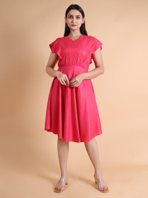 Granth FASHION Women Fit and Flare Pink Dress