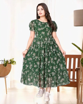 GraceGarbs Women Maxi Green Midi/Calf Length Dress