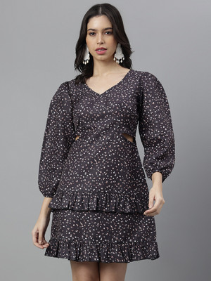 Trymisfit Women A-line Black Above Knee/Mid Thigh Length Dress