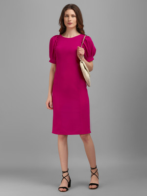 PURVAJA Women Bodycon Pink Knee Length Dress