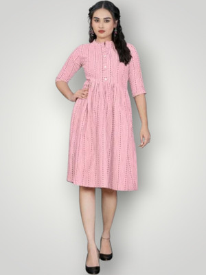 Rangrasiyt Women A-line Pink Knee Length Dress