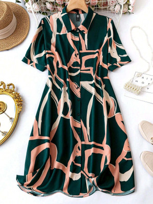 Seek By Sheetal Women A-line Green, Pink Midi/Calf Length Dress