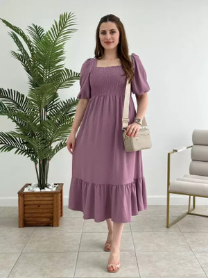 Dream Star Women Fit and Flare Purple Midi/Calf Length Dress