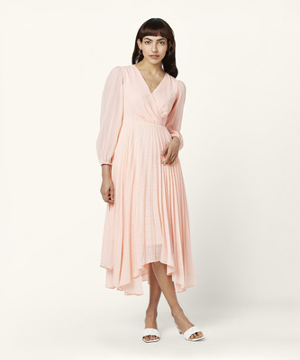 Honey By Pantaloons Women Asymmetric Pink Midi/Calf Length Dress