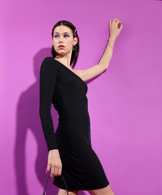 Tokyo Talkies Women Blouson Black Above Knee/Mid Thigh Length Dress