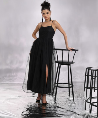 Tokyo Talkies Women Bodycon Black Maxi/Full Length Dress