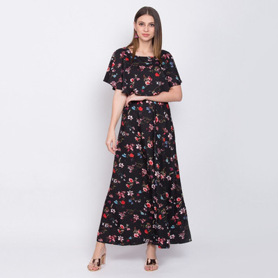 O Madam Women Maxi Black Full Length Dress