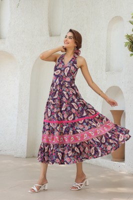 Rain & Rainbow Women Ethnic Dress Pink Dress