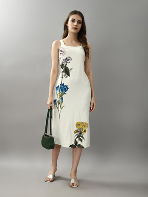 xwager Women Bodycon White Midi/Calf Length Dress