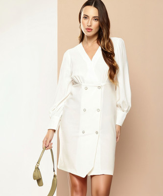 her by invictus Women Sheath White Above Knee/Mid Thigh Length Dress