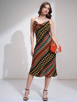 Tokyo Talkies Women A-line Multicolor Midi/Calf Length Dress