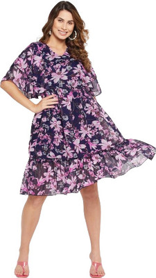nHka Women Fit and Flare Blue Midi/Calf Length Dress