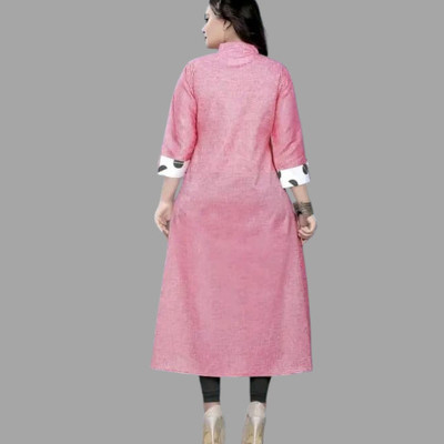 Suhani Fashionmk Women Embroidered Straight Kurta(Pink, White)