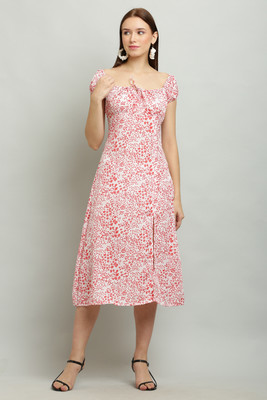 MYLOOKUP Women A-line Pink Midi/Calf Length Dress