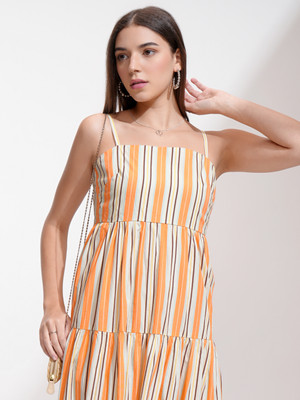 Tokyo Talkies Women Fit and Flare Multicolor Midi/Calf Length Dress