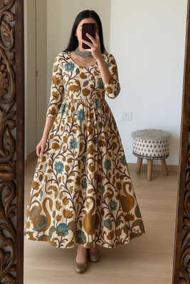 BLUERTONE Women A-line Multicolor Maxi/Full Length Dress