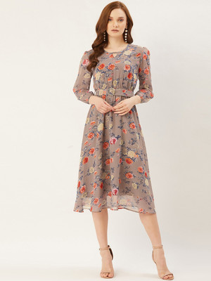 Moda Rapido Women A-line Multicolor Midi/Calf Length Dress