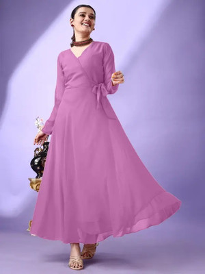 OSHO ENTERPRISE Women Fit and Flare Purple Maxi/Full Length Dress