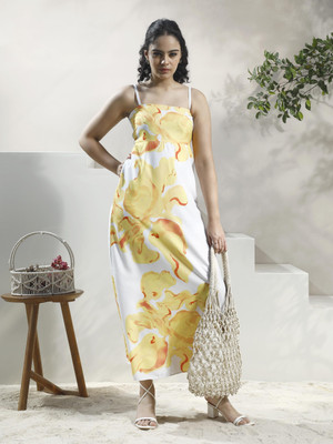 ATHENA Women Fit and Flare Yellow Maxi/Full Length Dress