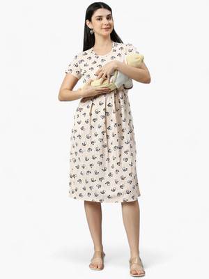 True Shape Women Fit and Flare Multicolor Knee Length Dress