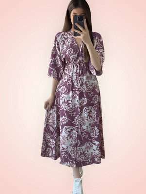 fashionstreet Women Gown Purple Below Knee Dress