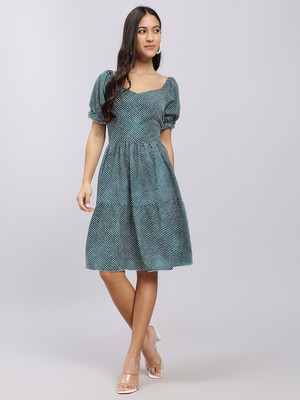 Attire Empire Women A-line Green Mini/Short Dress
