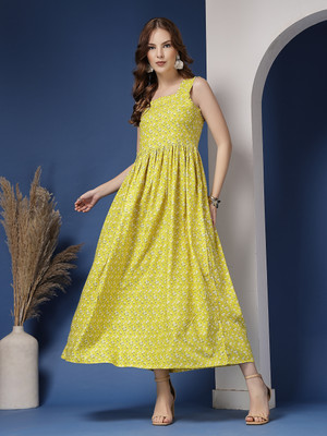 GLAMALUE Women A-line Black Maxi/Full Length Dress