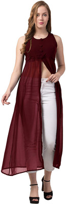 sarvayoni Women A-line Maroon Midi/Calf Length Dress
